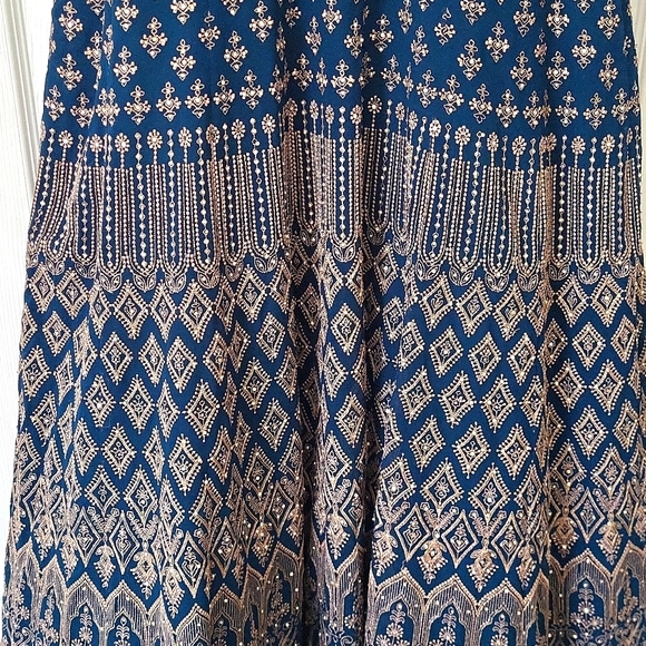 Gorgeous floor length a-line anarkali gown in peacock blue color. Bust size 42 - Picture 6 of 10